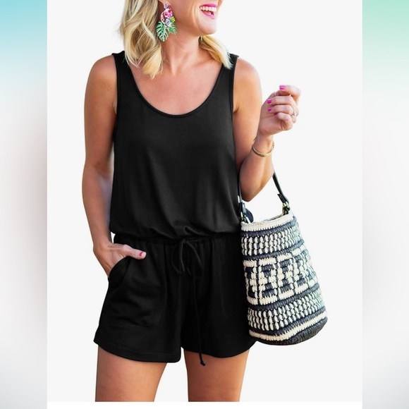 ReoRia Womens Summer Scoop Neck Sleeveless Tank Top Short jumpsuit Rompers - Picture 1 of 4